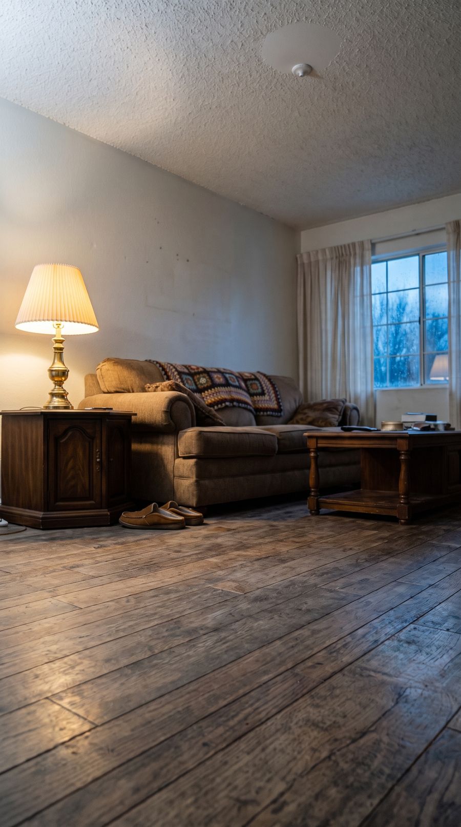 The same living room, fixed and dry